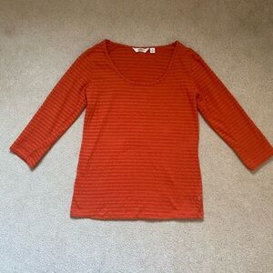 Liz Claiborne New York Orange Top, 3/4 Sleeve, Size XXS